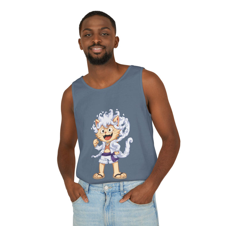 Whimsical Cat Tank Top, Unisex Funny Summer Shirt, Lightweight Graphic Top, Gift for Cat Lovers, Perfect for Beach Days, Casual Comfort Wear