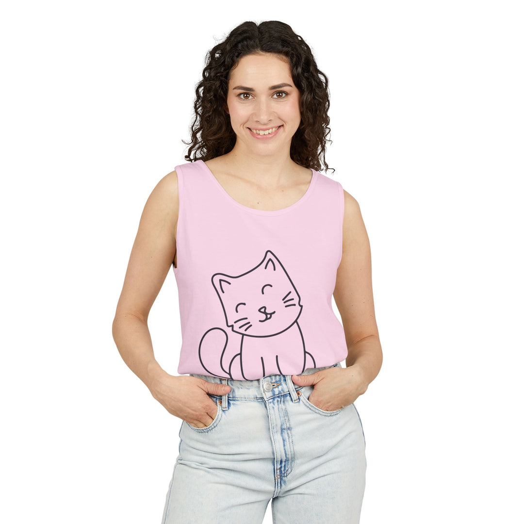 Funny Cat Tank Top, Summer Tee, Gifts for Cat Lovers, Cute Animal Apparel, Relaxing Casual Wear, Women's Funny Shirt