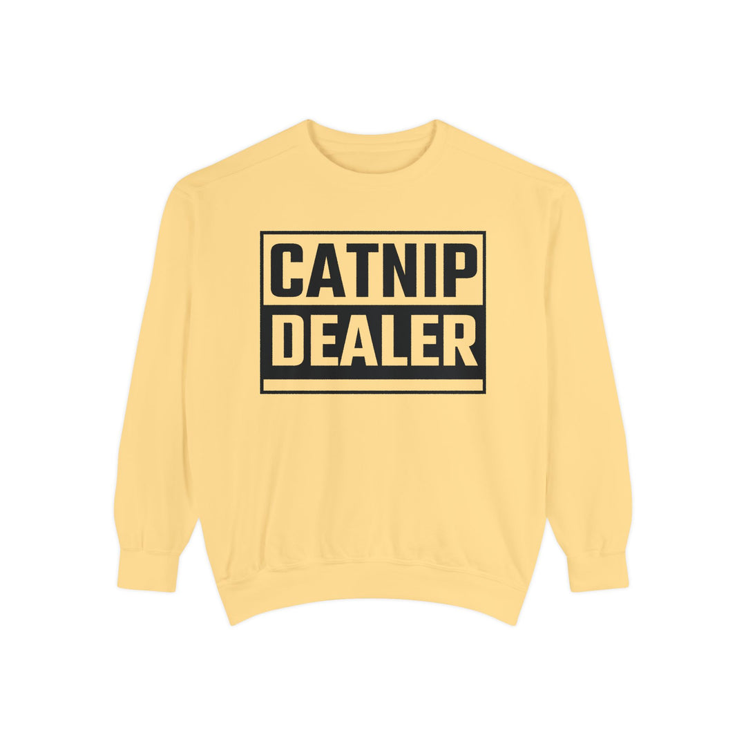 Catnip Dealer Sweatshirt Featuring a Bold and Humorous Black and White Typographic Design for Cat Lovers and Pet Owners Perfect Gift for Cat Parents Unisex Sweater for Every Season