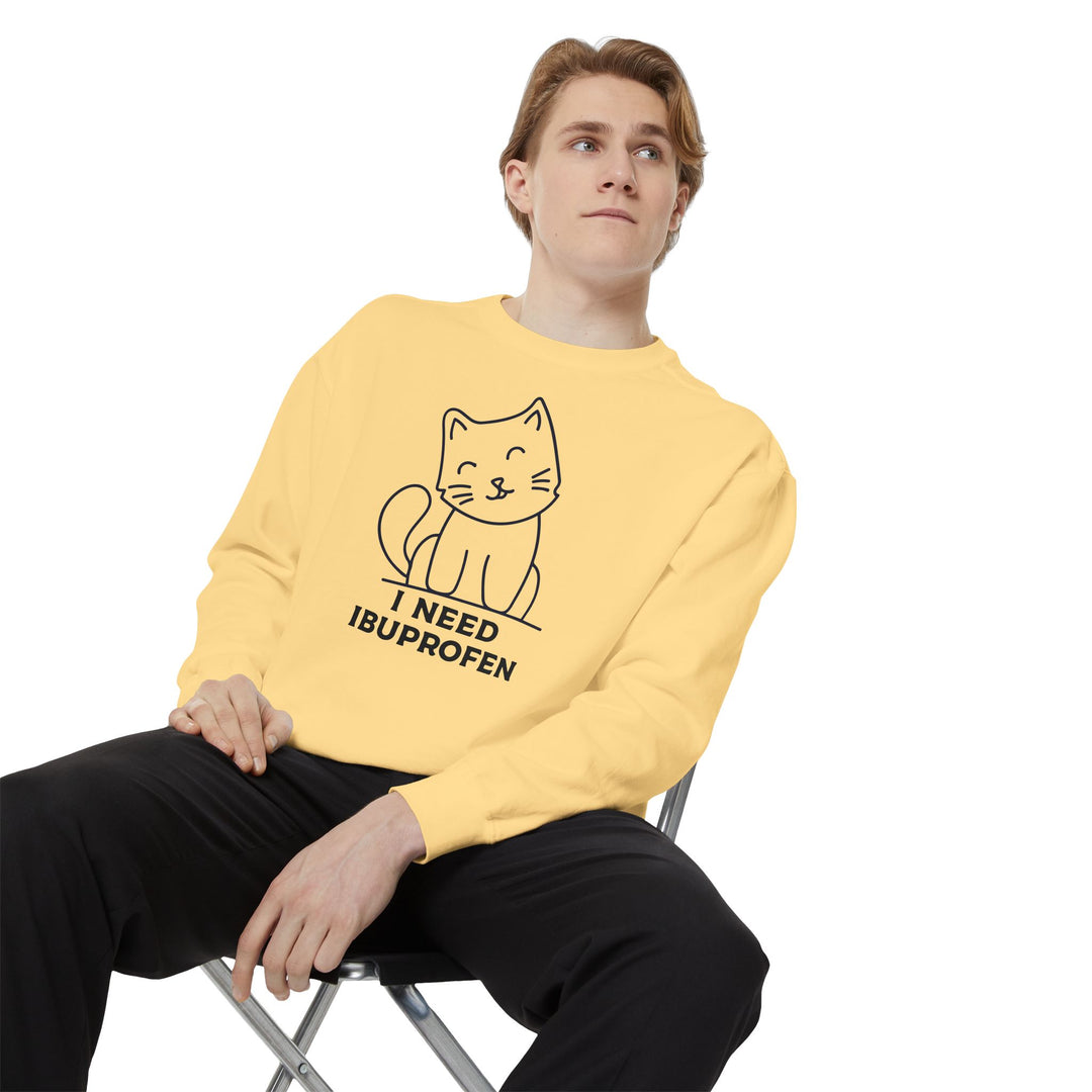 Cat-Themed Sweatshirt Featuring a Playful and Adorable Ghost Cat Holding a Candy Basket Cozy Gift for Cat Lovers Cute Animal Sweatshirt Funny Pet Apparel