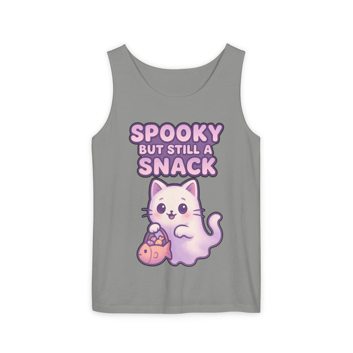 Spooky Snack Unisex Tank Top, Cute Cat Shirt, Halloween Apparel, Casual Wear, Gift for Cat Lovers, Summer Style