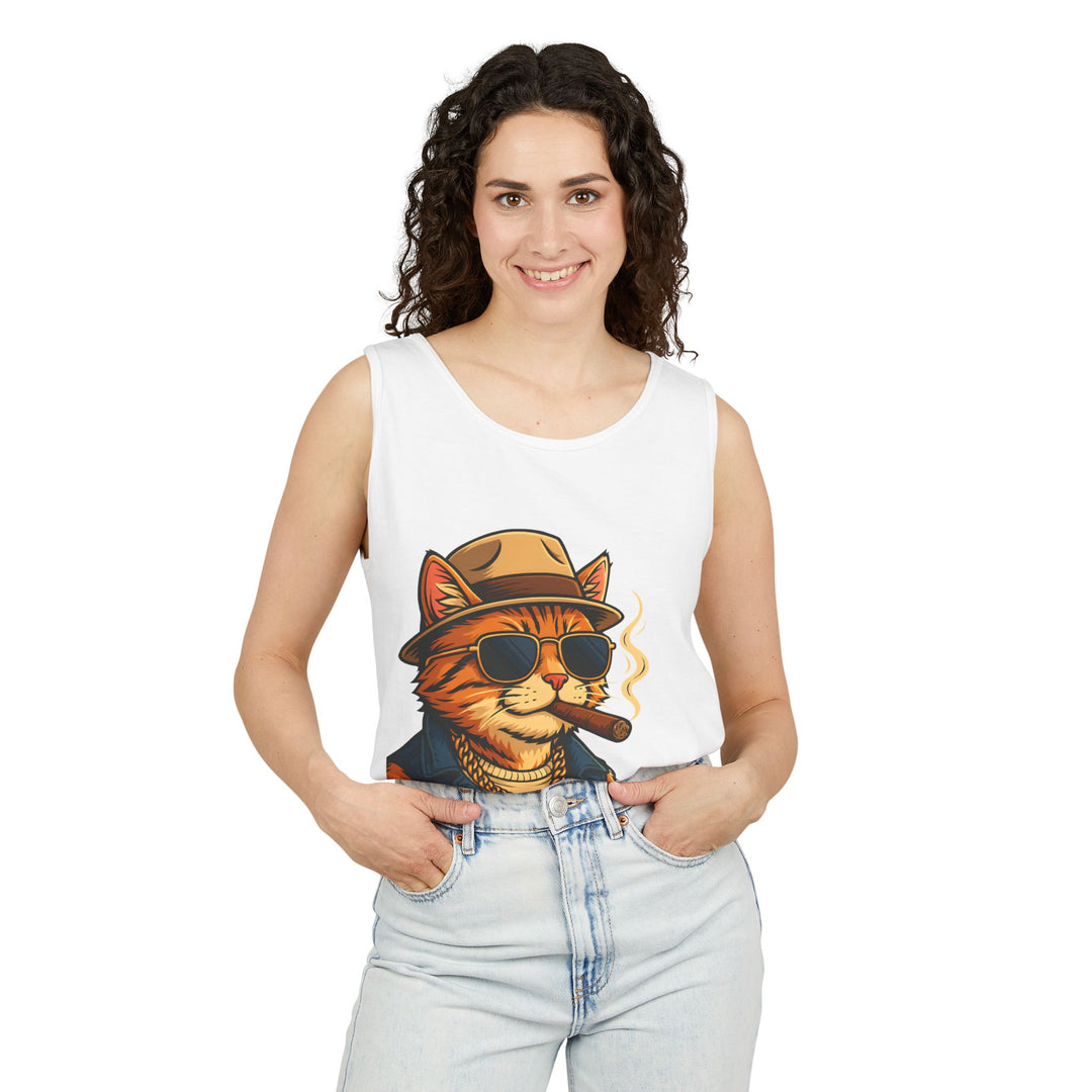 Cool Cat Unisex Tank Top - Funny Cat Graphic Tee, Summer Wear, Gift for Cat Lovers, Beach Party Essential, Casual Streetwear