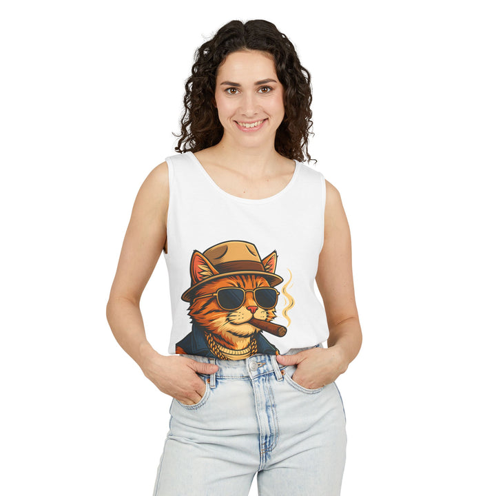 Cool Cat Unisex Tank Top - Funny Cat Graphic Tee, Summer Wear, Gift for Cat Lovers, Beach Party Essential, Casual Streetwear