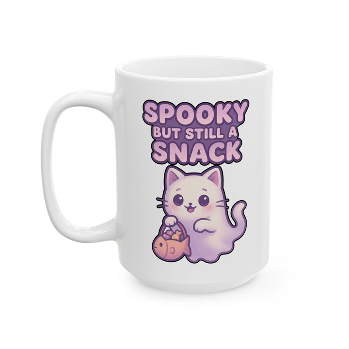 Spooky Snack Ceramic Mug - Perfect for Halloween, Coffee Lovers, Cute Gift, 11oz/15oz Mugs, Cat Lovers