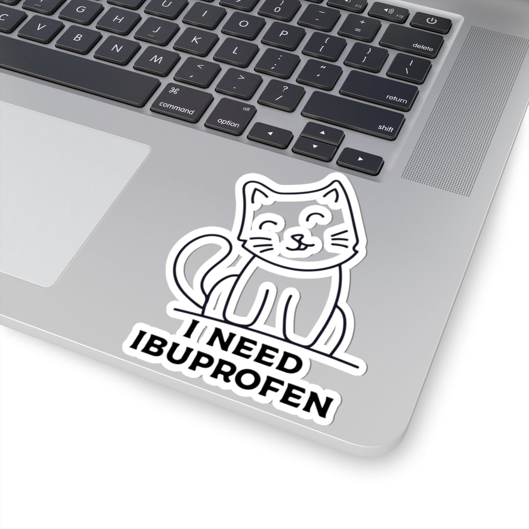 Cute Cat Ibuprofen Kiss-Cut Stickers, Fun Pet Lover Decal, Gift for Cat Owners, Laptop, Water Bottles, School Supplies