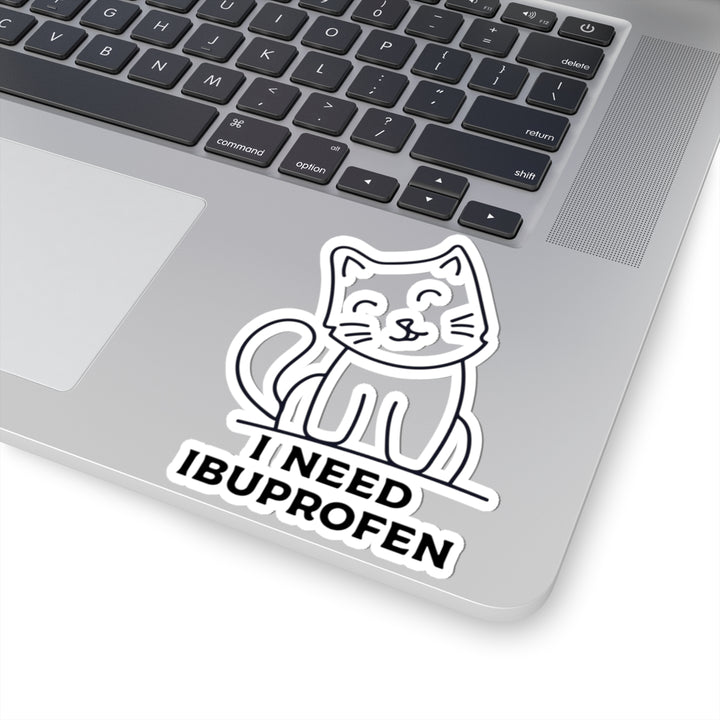 Cute Cat Ibuprofen Kiss-Cut Stickers, Fun Pet Lover Decal, Gift for Cat Owners, Laptop, Water Bottles, School Supplies