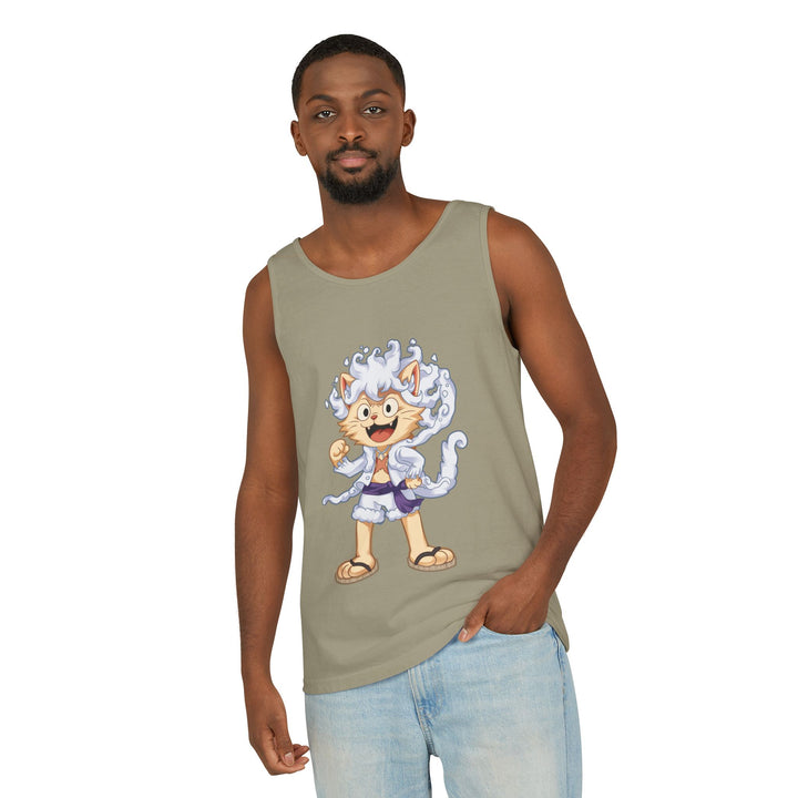 Whimsical Cat Tank Top, Unisex Funny Summer Shirt, Lightweight Graphic Top, Gift for Cat Lovers, Perfect for Beach Days, Casual Comfort Wear