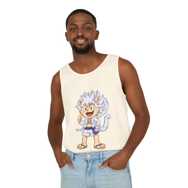 Whimsical Cat Tank Top, Unisex Funny Summer Shirt, Lightweight Graphic Top, Gift for Cat Lovers, Perfect for Beach Days, Casual Comfort Wear