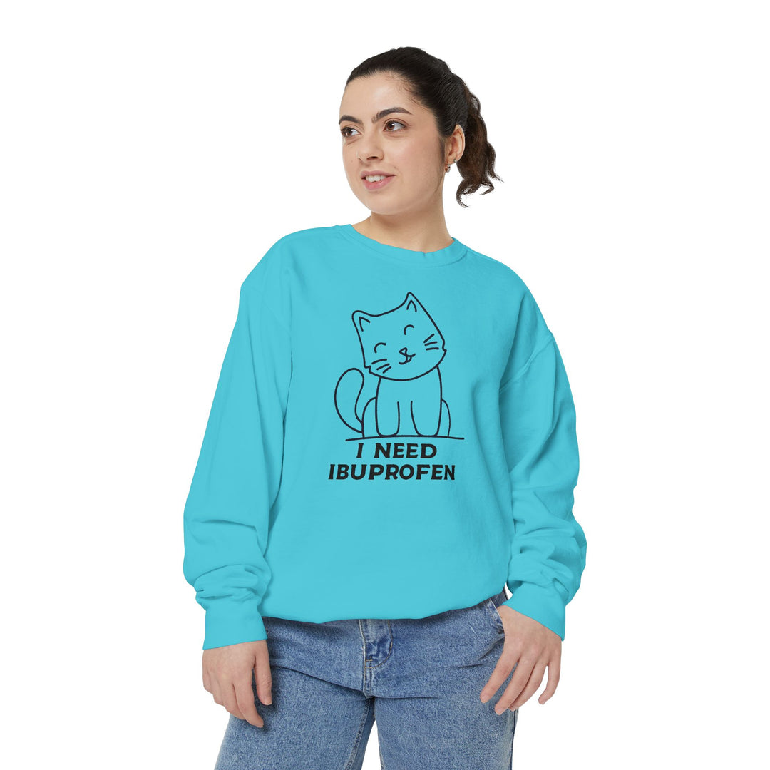 Cat-Themed Sweatshirt Featuring a Playful and Adorable Ghost Cat Holding a Candy Basket Cozy Gift for Cat Lovers Cute Animal Sweatshirt Funny Pet Apparel