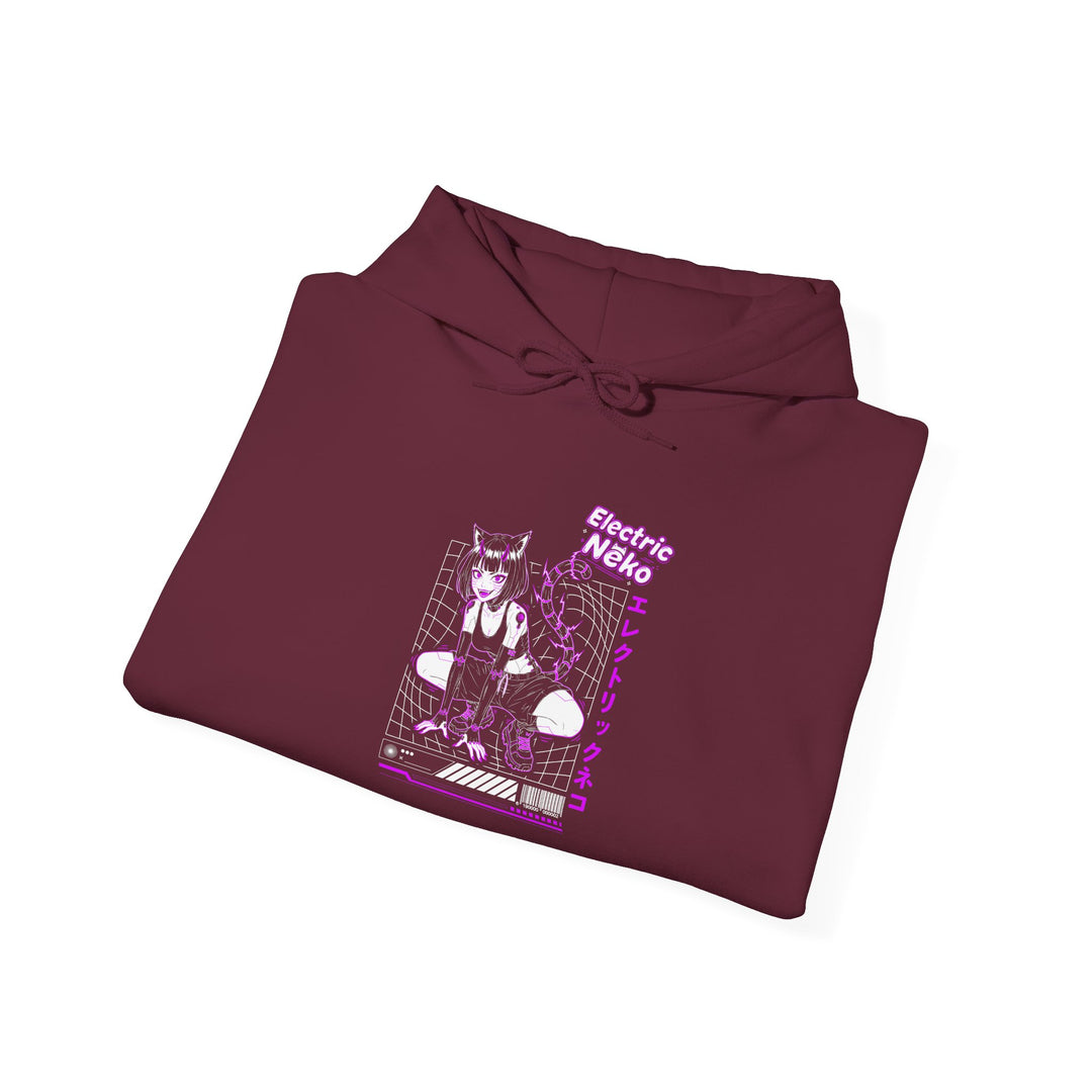 Electric Retro Vibe Hoodie, Unisex Heavy Blend Sweatshirt, Streetwear Pullover, Cozy Gift for Dog Lovers, Casual Style for Fall