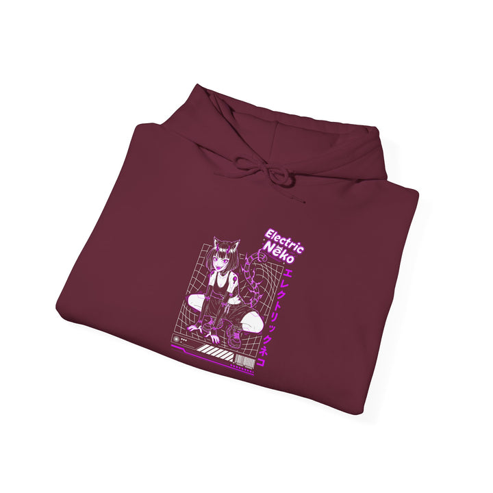 Electric Retro Vibe Hoodie, Unisex Heavy Blend Sweatshirt, Streetwear Pullover, Cozy Gift for Dog Lovers, Casual Style for Fall