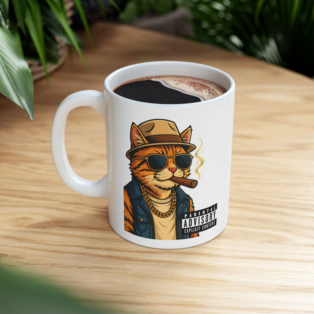 Cool Cat Ceramic Mug - Quirky Animal Lover Gift, Coffee Mug, Fun Tea Cup, Unique Kitchen Decor, Gift for Cat Owners