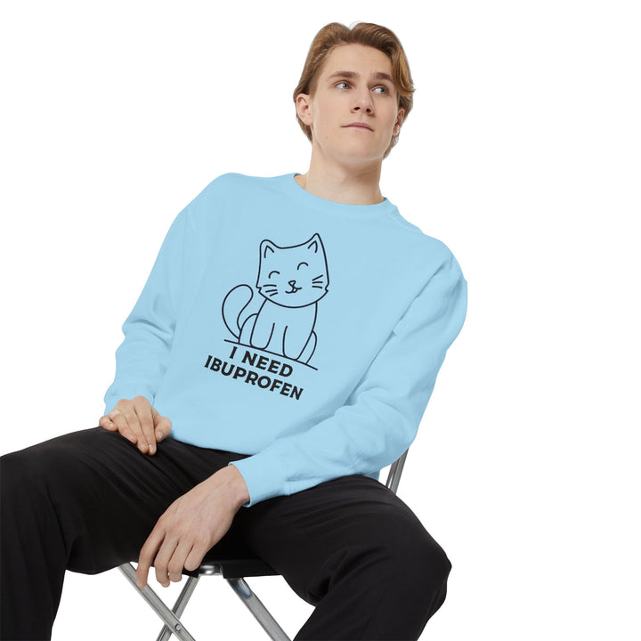 Cat-Themed Sweatshirt Featuring a Playful and Adorable Ghost Cat Holding a Candy Basket Cozy Gift for Cat Lovers Cute Animal Sweatshirt Funny Pet Apparel