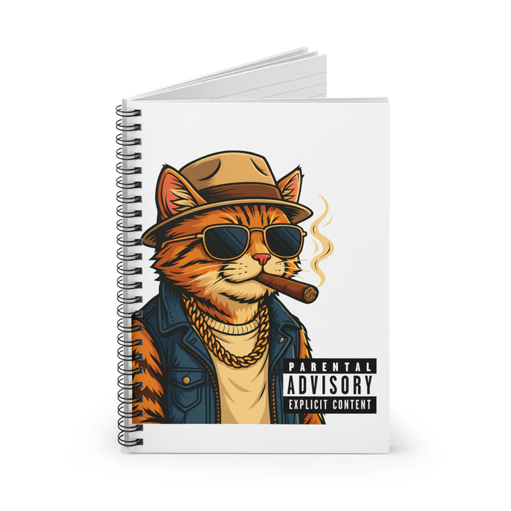 Cool Cat Spiral Notebook - Parental Advisory, Cat Lover Gift, Unique Writing Journal, Fun Office Supply, College Accessories