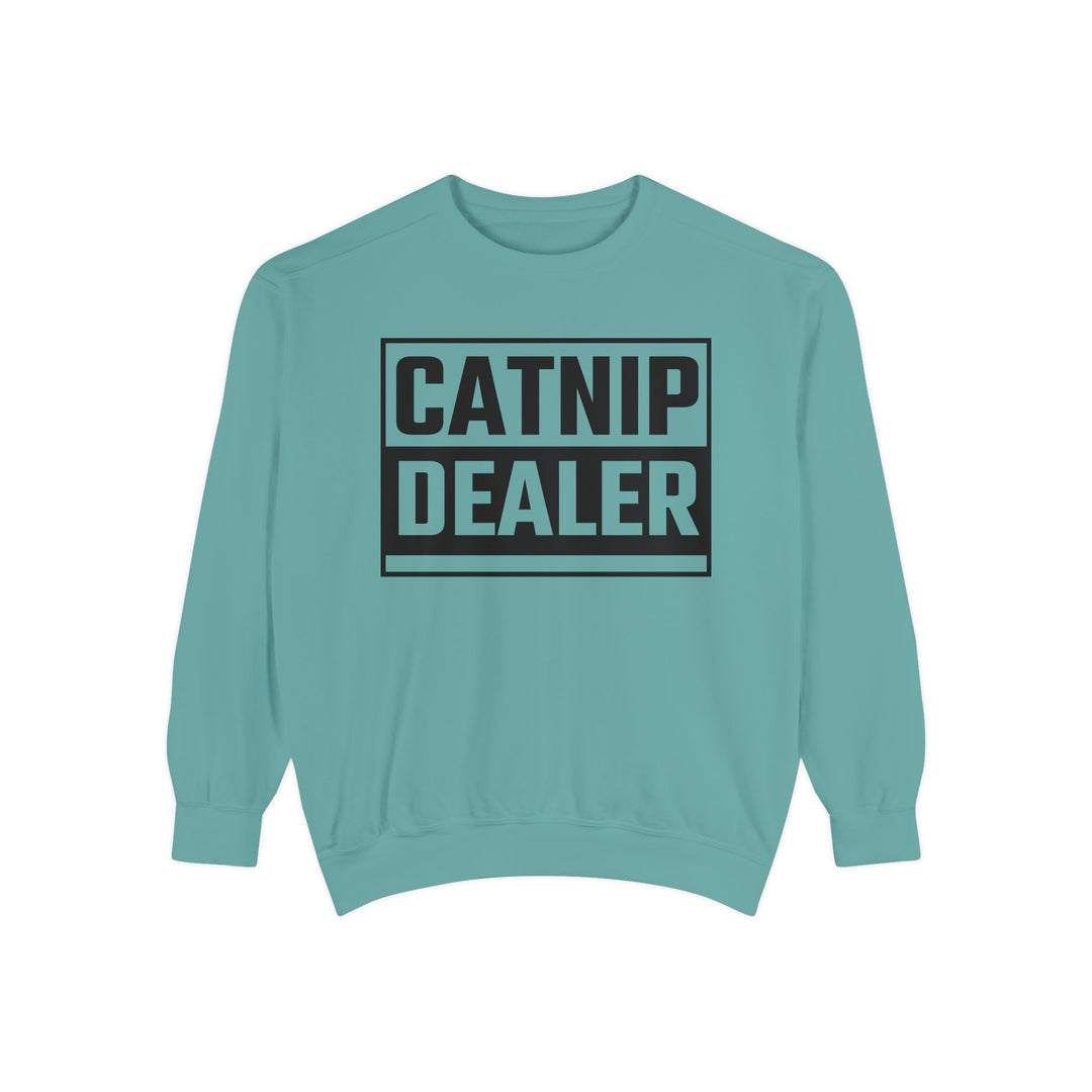 Catnip Dealer Sweatshirt Featuring a Bold and Humorous Black and White Typographic Design for Cat Lovers and Pet Owners Perfect Gift for Cat Parents Unisex Sweater for Every Season