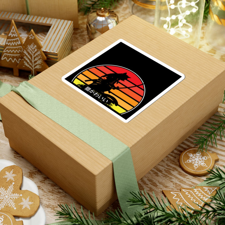 Samurai Cat Sunset Sticker