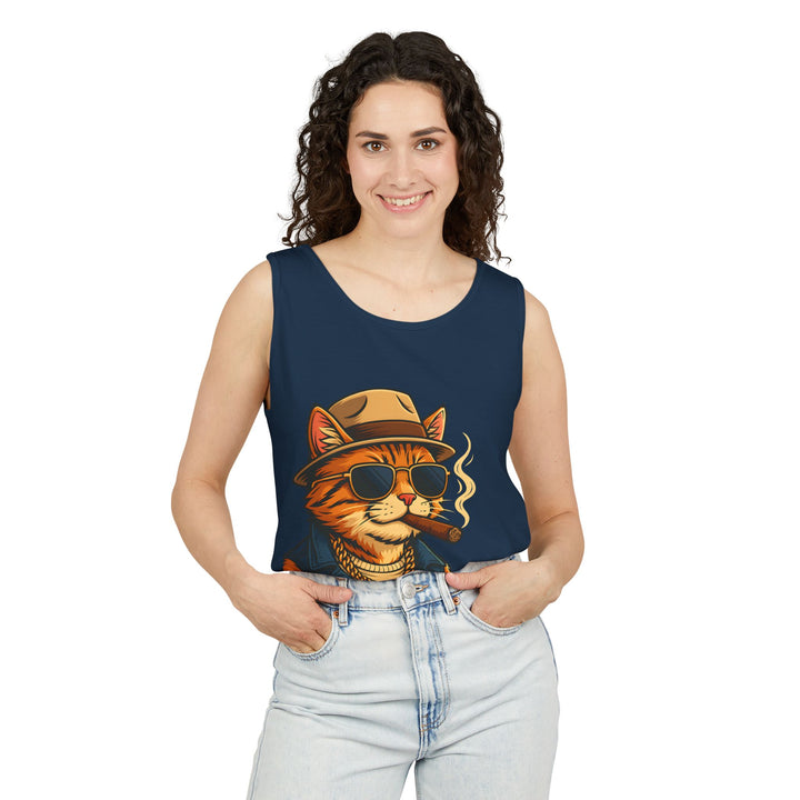 Cool Cat Unisex Tank Top - Funny Cat Graphic Tee, Summer Wear, Gift for Cat Lovers, Beach Party Essential, Casual Streetwear