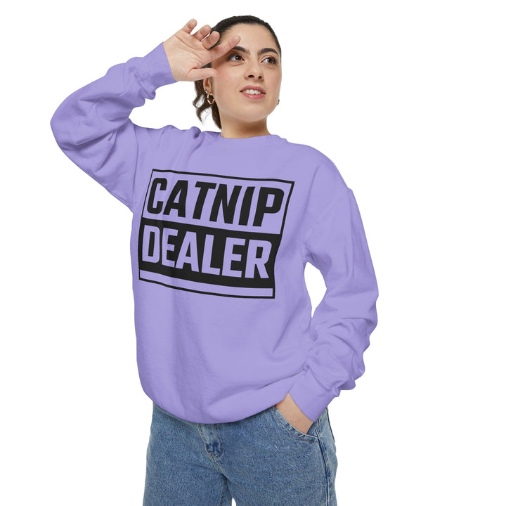 Catnip Dealer Sweatshirt Featuring a Bold and Humorous Black and White Typographic Design for Cat Lovers and Pet Owners Perfect Gift for Cat Parents Unisex Sweater for Every Season