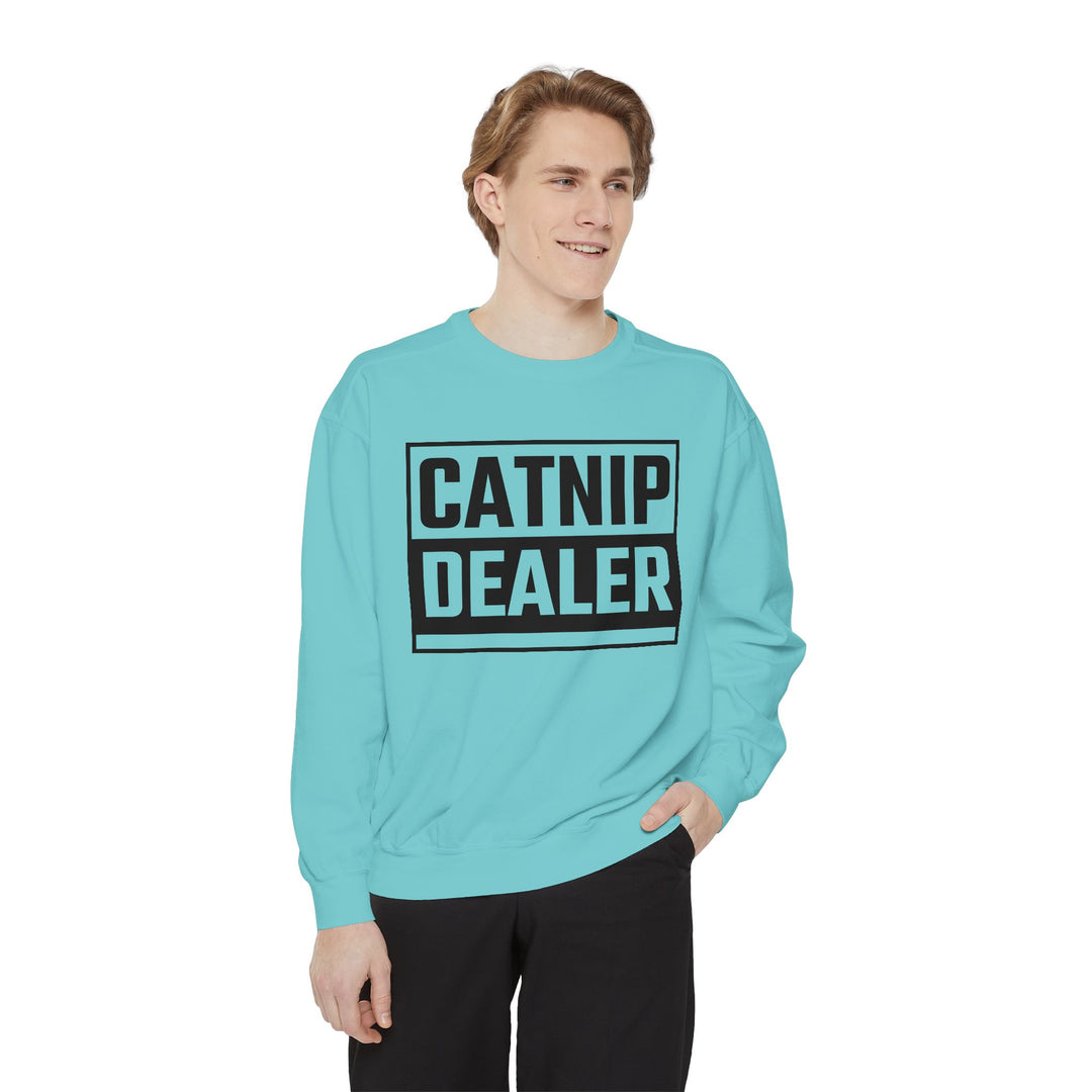 Catnip Dealer Sweatshirt Featuring a Bold and Humorous Black and White Typographic Design for Cat Lovers and Pet Owners Perfect Gift for Cat Parents Unisex Sweater for Every Season