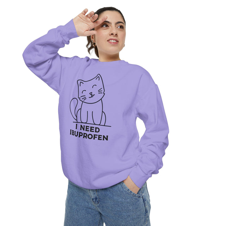 Cat-Themed Sweatshirt Featuring a Playful and Adorable Ghost Cat Holding a Candy Basket Cozy Gift for Cat Lovers Cute Animal Sweatshirt Funny Pet Apparel