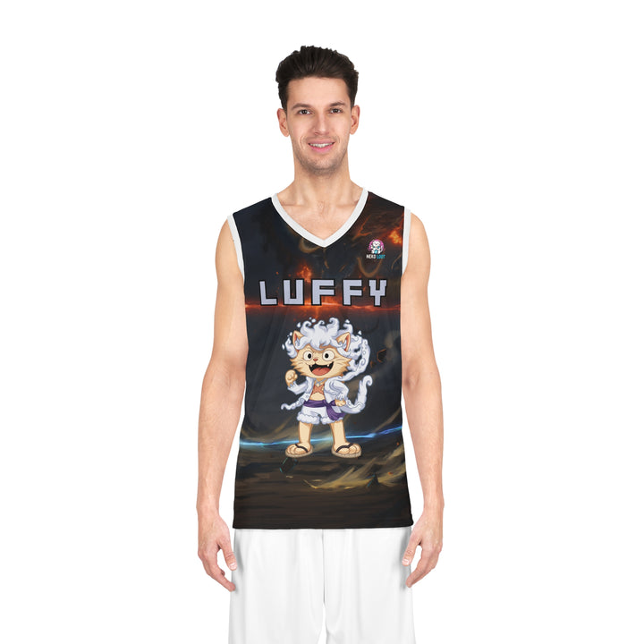 Anime-Inspired Basketball Jersey, Luffy Design, Sportswear for Fans, Playful Athletic Apparel, Unique Gift for Gamers, Cosplay Shirt