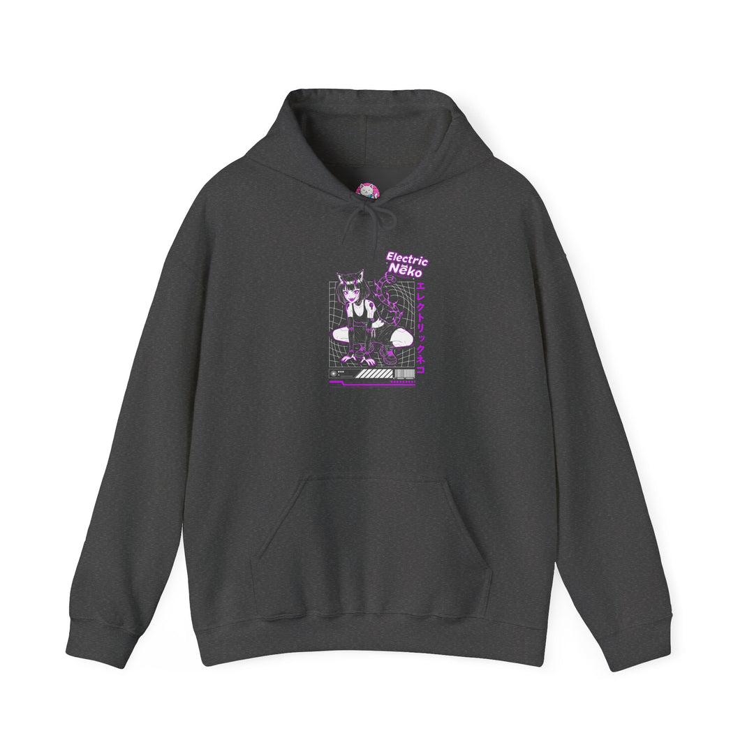 Electric Retro Vibe Hoodie, Unisex Heavy Blend Sweatshirt, Streetwear Pullover, Cozy Gift for Dog Lovers, Casual Style for Fall