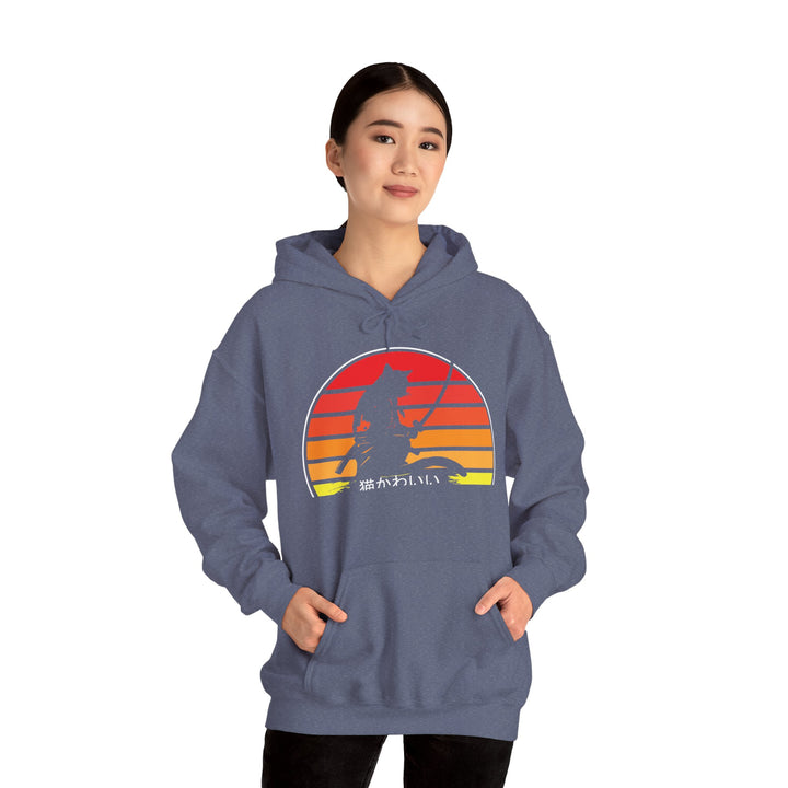 Samurai Cat Sunset Hoodie