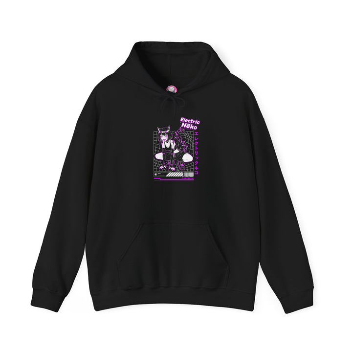 Electric Retro Vibe Hoodie, Unisex Heavy Blend Sweatshirt, Streetwear Pullover, Cozy Gift for Dog Lovers, Casual Style for Fall