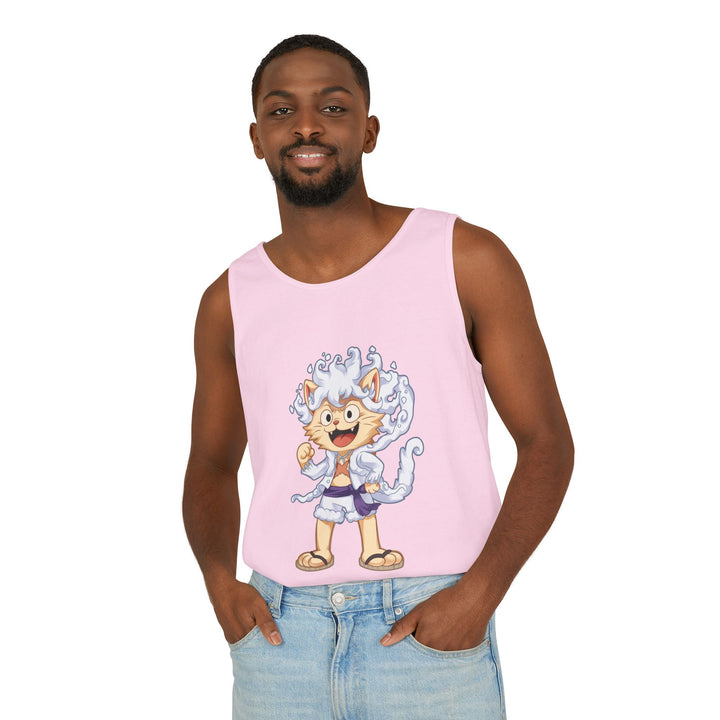Whimsical Cat Tank Top, Unisex Funny Summer Shirt, Lightweight Graphic Top, Gift for Cat Lovers, Perfect for Beach Days, Casual Comfort Wear