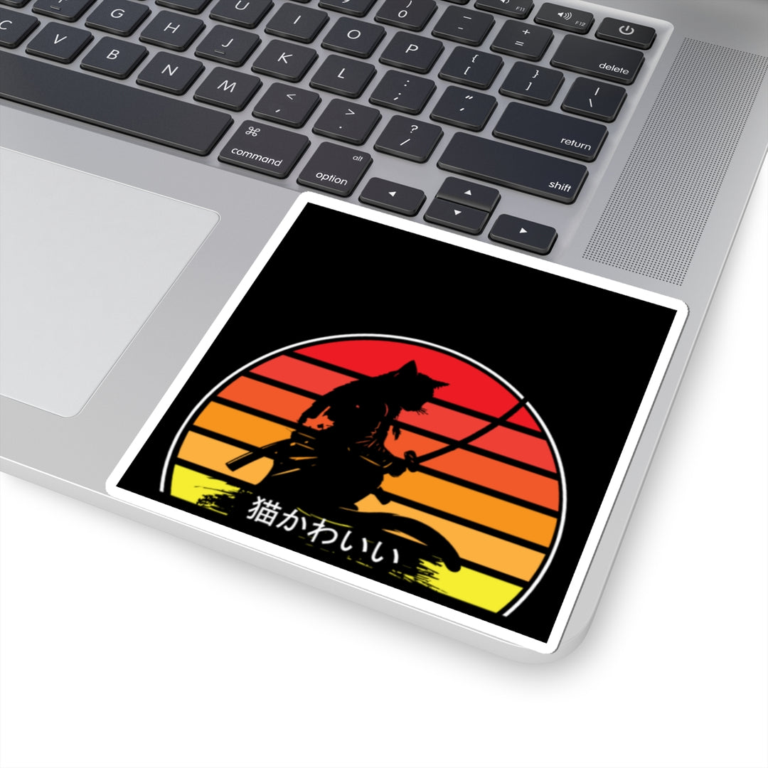Samurai Cat Sunset Sticker
