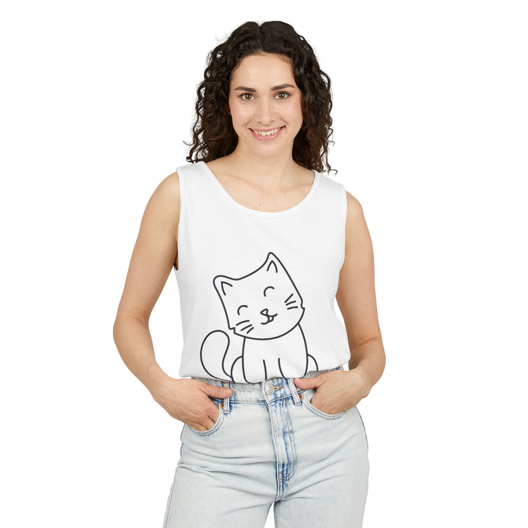 Funny Cat Tank Top, Summer Tee, Gifts for Cat Lovers, Cute Animal Apparel, Relaxing Casual Wear, Women's Funny Shirt