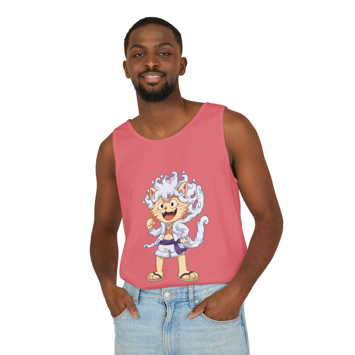 Whimsical Cat Tank Top, Unisex Funny Summer Shirt, Lightweight Graphic Top, Gift for Cat Lovers, Perfect for Beach Days, Casual Comfort Wear