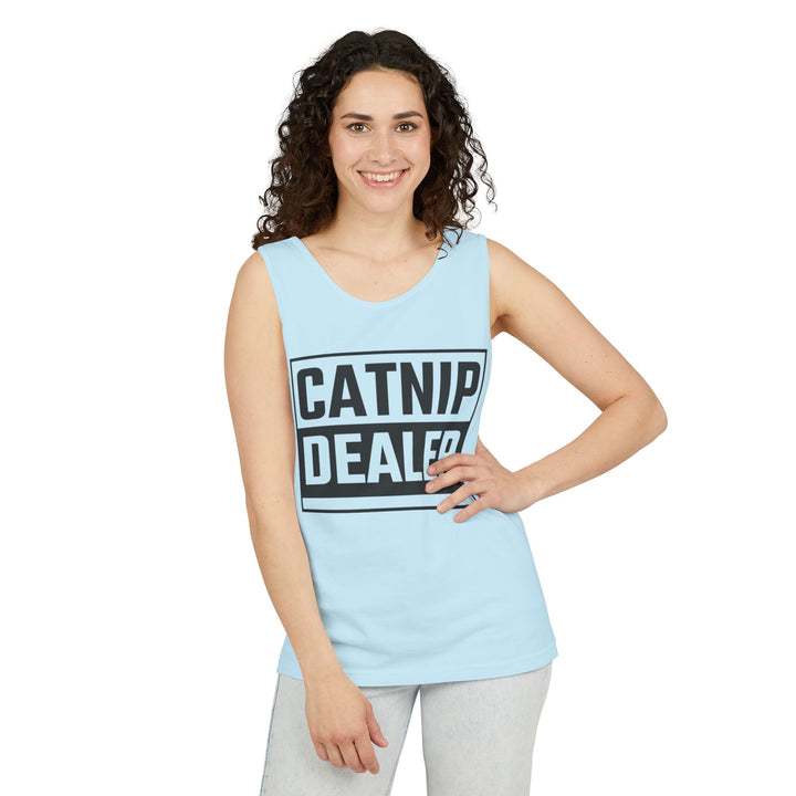 Catnip Dealer Tank Top, Funny Pet Lover Gift, Summer Sleepwear, Cat Mom Shirt, Unisex Casual Wear