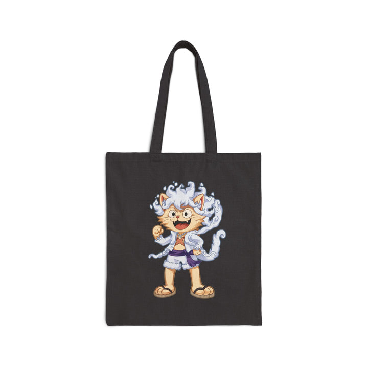 Cute Cat Character Cotton Canvas Tote Bag, Eco-Friendly Shopping Bag, Fun Animal Design Tote, Gift for Cat Lovers, Reusable Grocery Bag