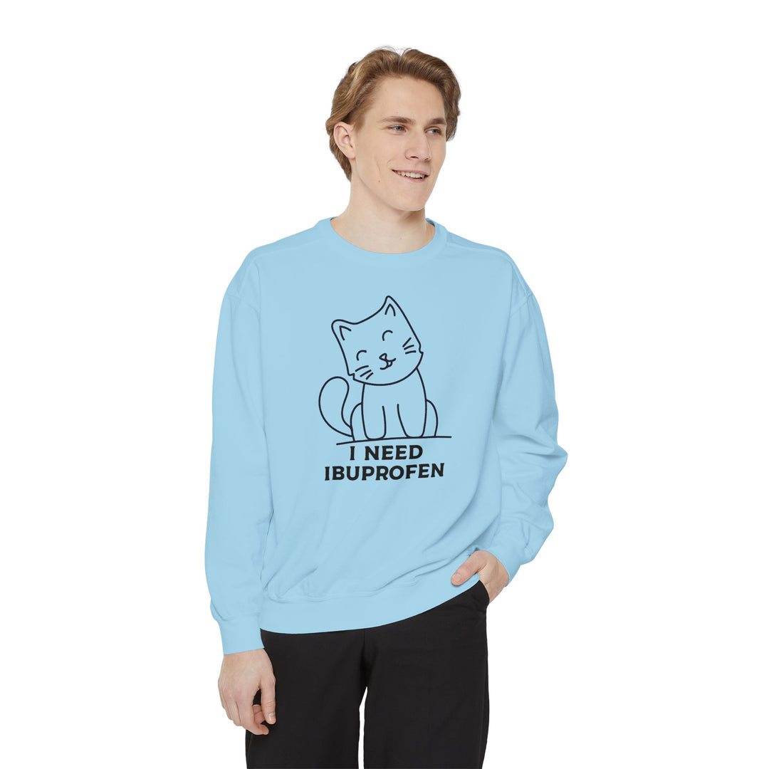 Cat-Themed Sweatshirt Featuring a Playful and Adorable Ghost Cat Holding a Candy Basket Cozy Gift for Cat Lovers Cute Animal Sweatshirt Funny Pet Apparel