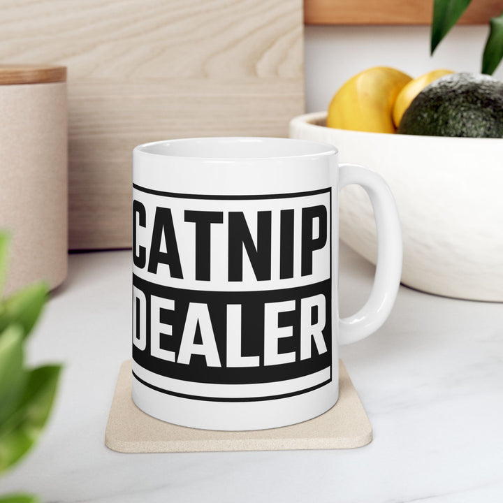 Catnip Dealer Ceramic Mug - Fun Gift for Cat Lovers, Perfect for Birthdays, Animal Enthusiasts, Home & Office Decor, Funny Coffee Cup