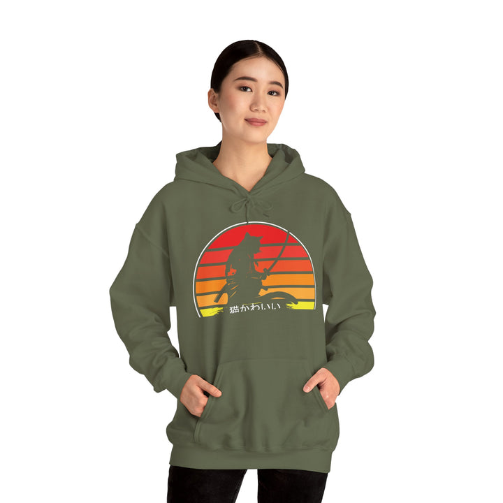 Samurai Cat Sunset Hoodie
