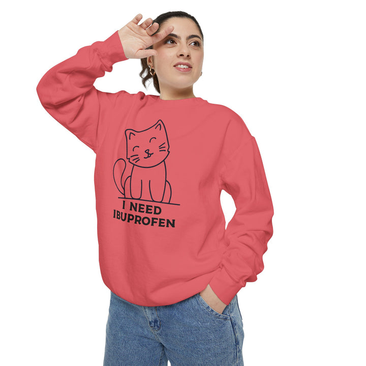 Cat-Themed Sweatshirt Featuring a Playful and Adorable Ghost Cat Holding a Candy Basket Cozy Gift for Cat Lovers Cute Animal Sweatshirt Funny Pet Apparel