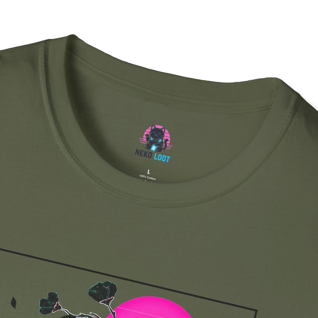 Glitchy Retro Cat-Inspired Unisex Softstyle T-Shirt