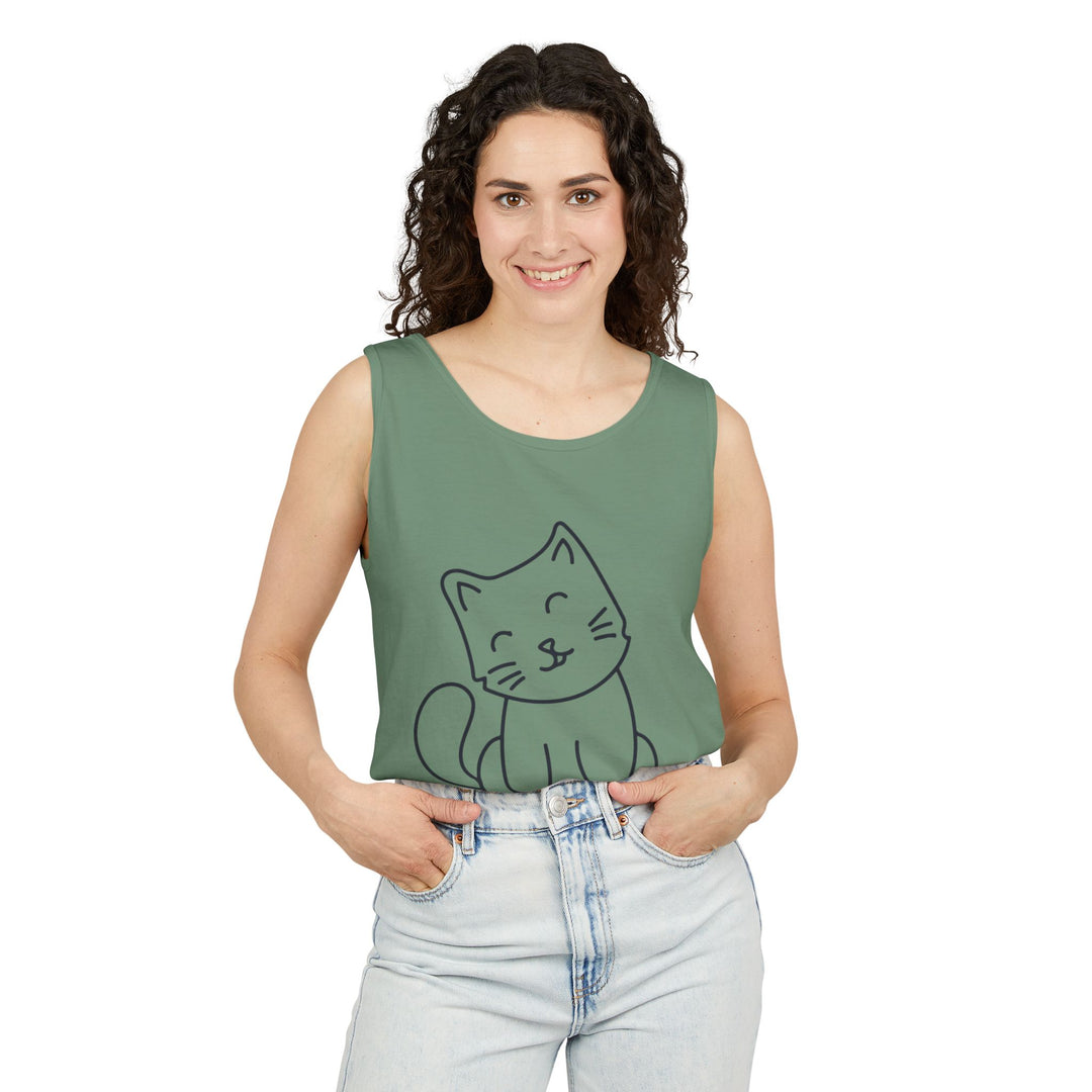 Funny Cat Tank Top, Summer Tee, Gifts for Cat Lovers, Cute Animal Apparel, Relaxing Casual Wear, Women's Funny Shirt