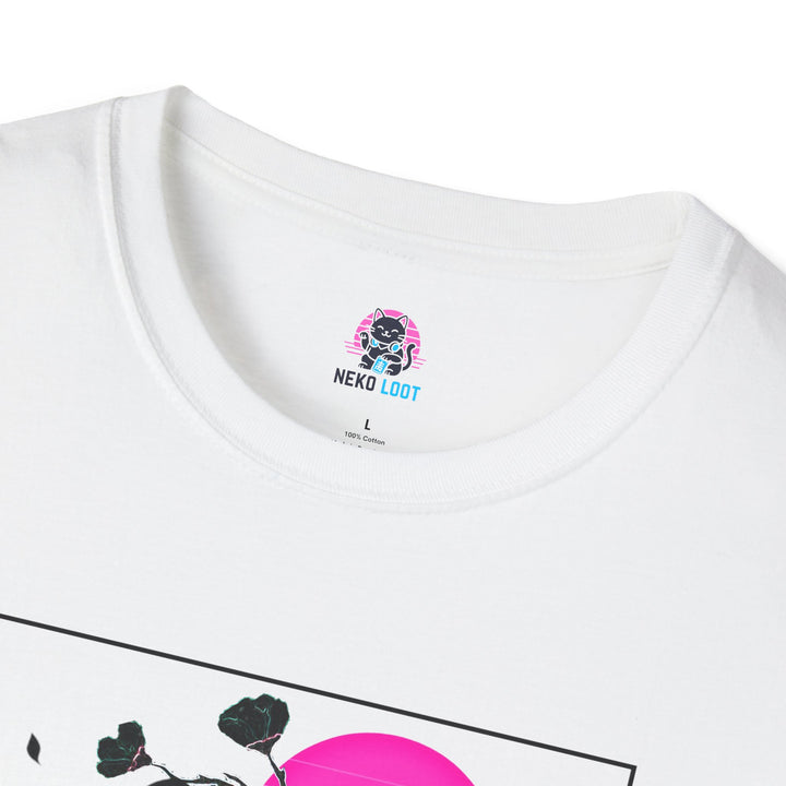 Glitchy Retro Cat-Inspired Unisex Softstyle T-Shirt