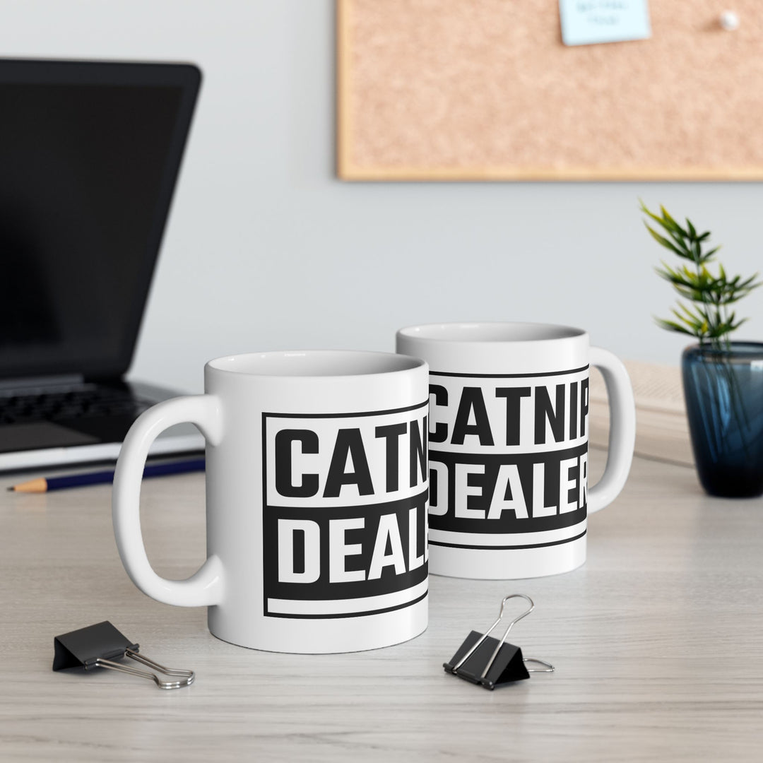 Catnip Dealer Ceramic Mug - Fun Gift for Cat Lovers, Perfect for Birthdays, Animal Enthusiasts, Home & Office Decor, Funny Coffee Cup