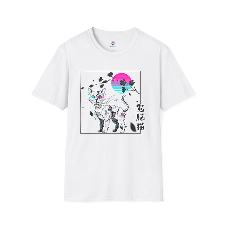 Glitchy Retro Cat-Inspired Unisex Softstyle T-Shirt