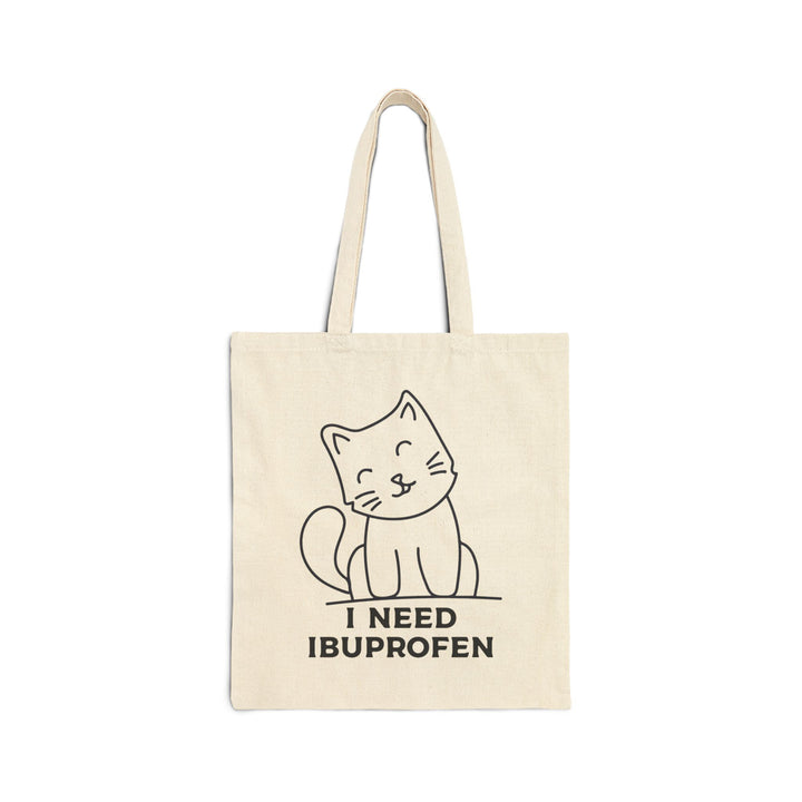 Funny Cat Tote Bag, I Need Ibuprofen Bag, Gift for Cat Lovers, Cute Canvas Grocery Bag, Humor Bag for Nurses, Eco-Friendly Shopping Tote