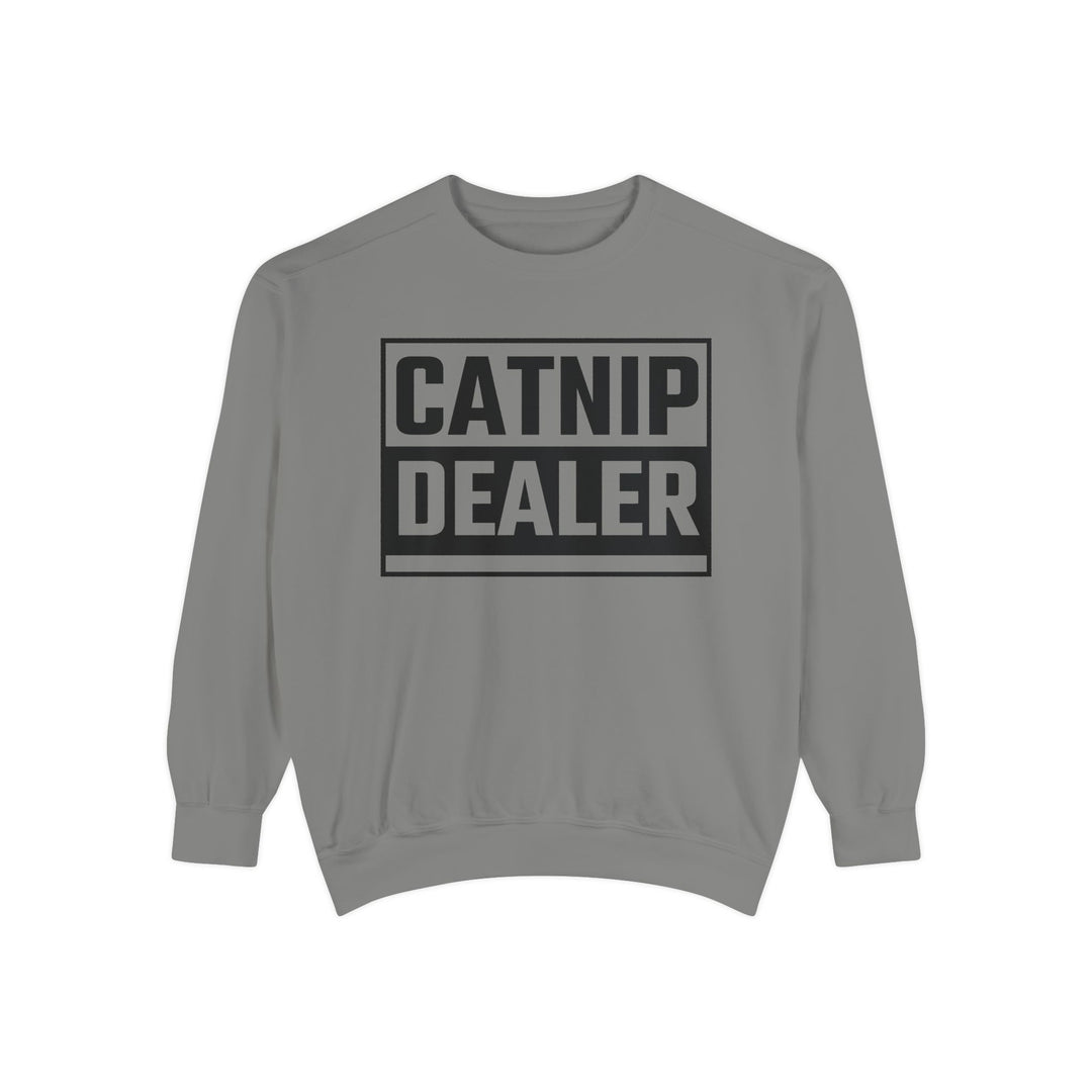 Catnip Dealer Sweatshirt Featuring a Bold and Humorous Black and White Typographic Design for Cat Lovers and Pet Owners Perfect Gift for Cat Parents Unisex Sweater for Every Season