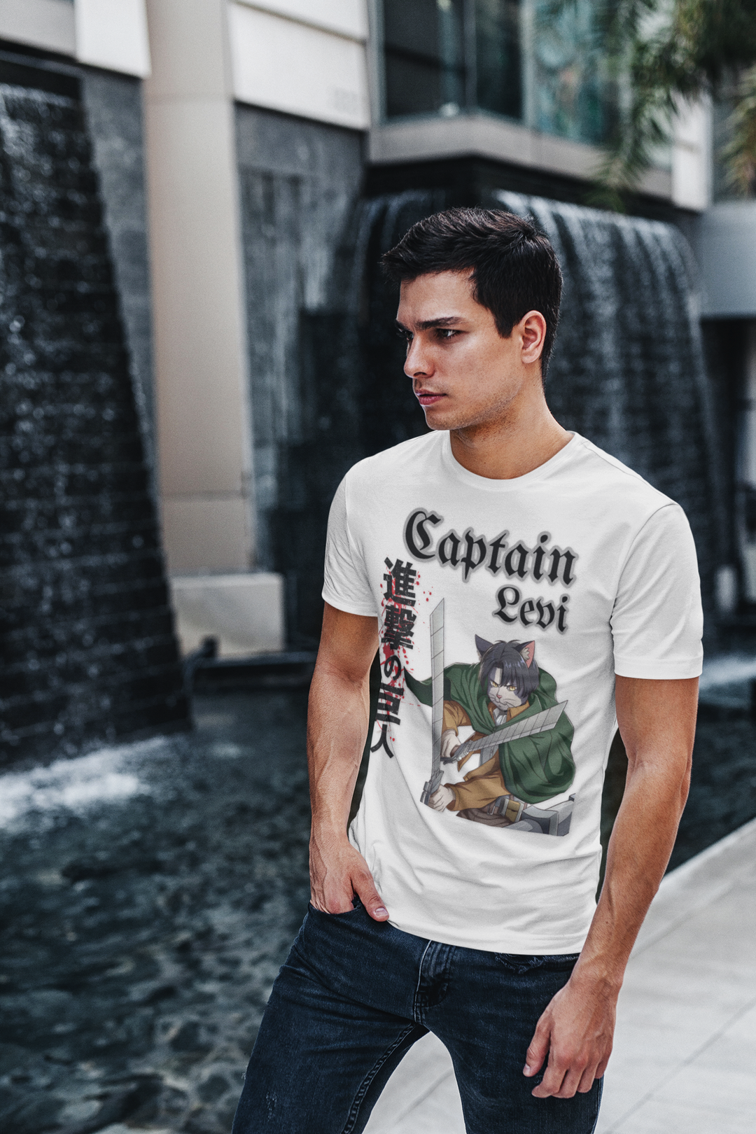 Captain Levi Anime Cat T-Shirt