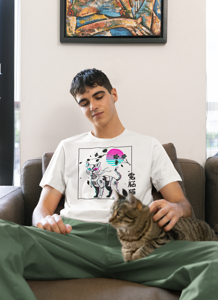 Glitchy Retro Cat-Inspired Unisex Softstyle T-Shirt