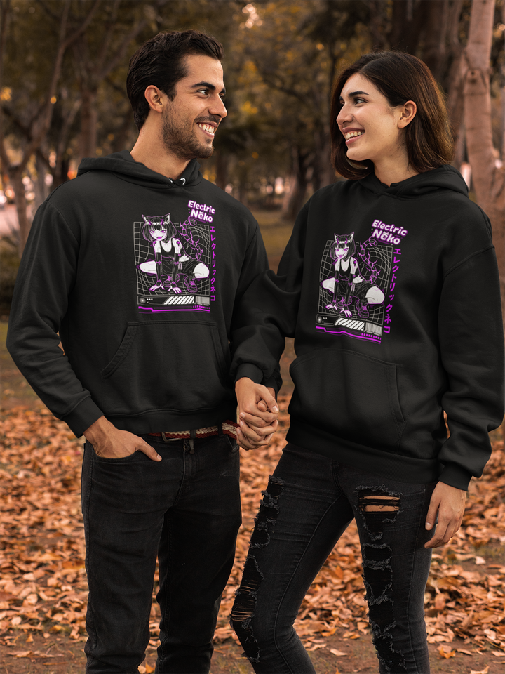 Electric Retro Vibe Hoodie, Unisex Heavy Blend Sweatshirt, Streetwear Pullover, Cozy Gift for Dog Lovers, Casual Style for Fall