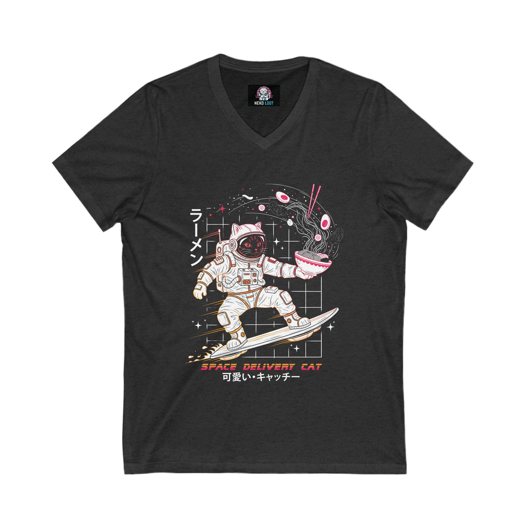 Space Delivery Cat V-Neck Tee