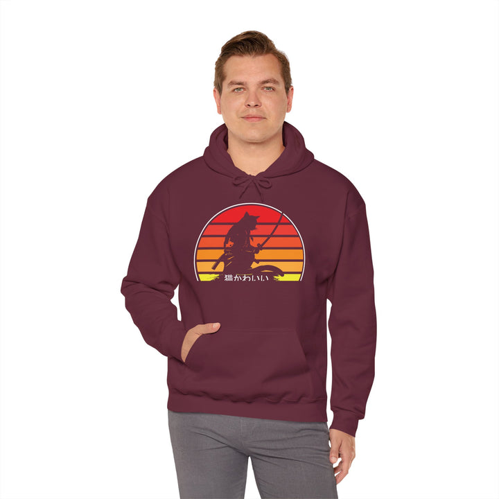 Samurai Cat Sunset Hoodie